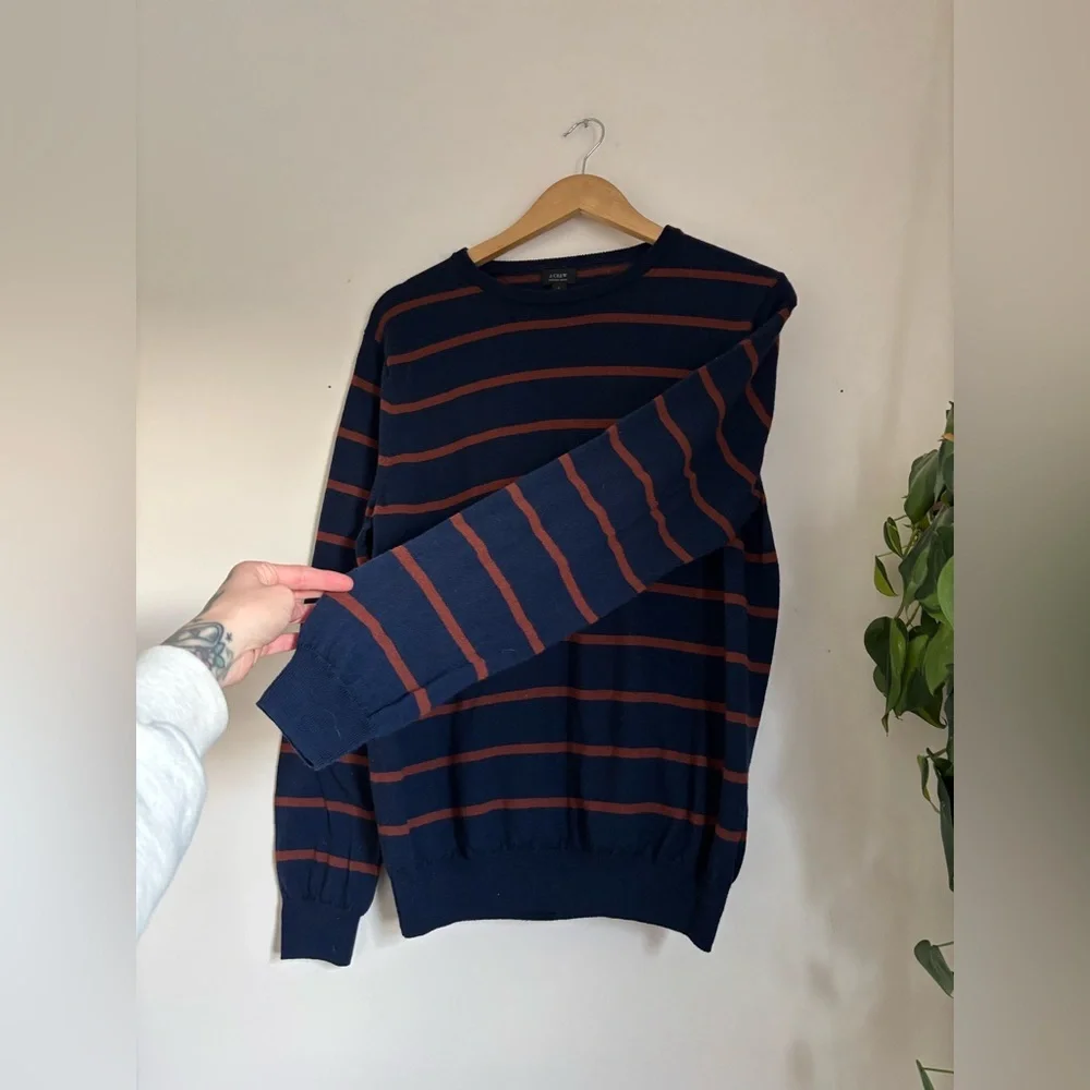 J.Crew Navy & Rust Merino Wool Crewneck